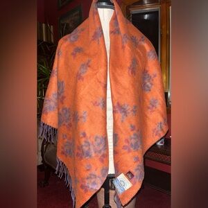Floral Orange and Purple Shawl